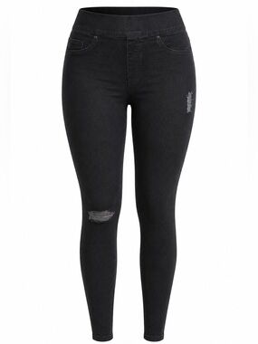 SPANX Distressed Skinny Jeans Leggings Vintage Black 3X NWT
